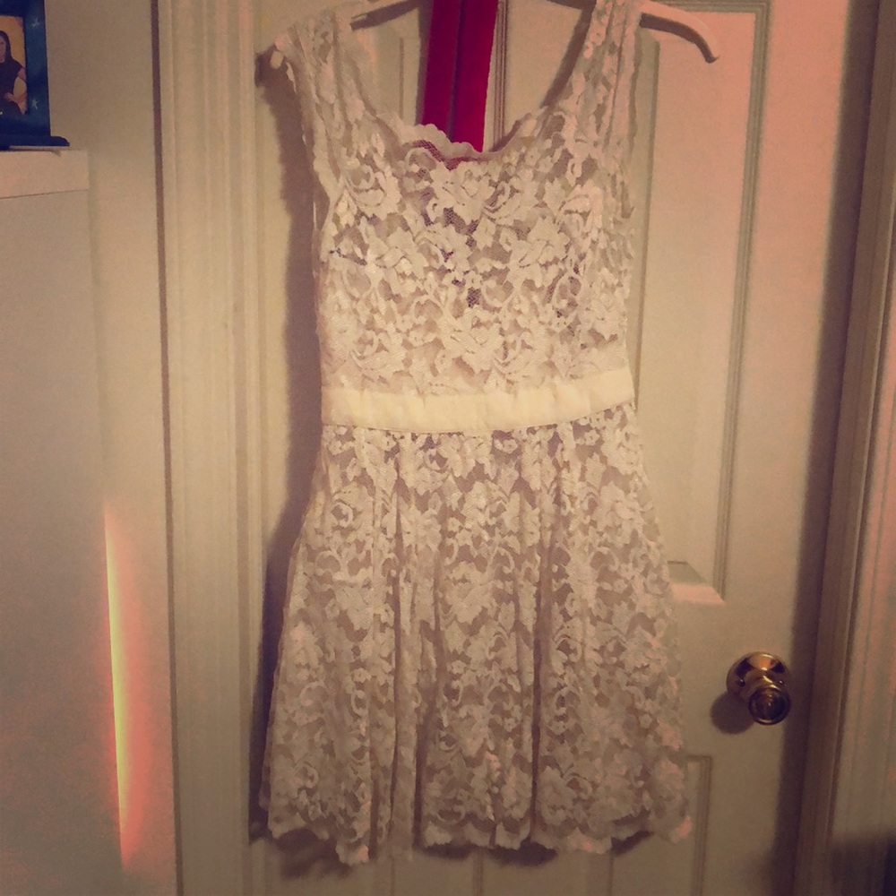 designer white lace dress